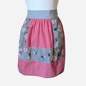 Vintage Carnation Pink Hostess Apron with Mod MCM Print
